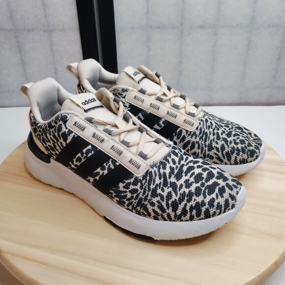 Adidas Racer TR21 Running Sneakers Animal Print White & Black US Men 7/ Women 8 - Picture 3 of 14